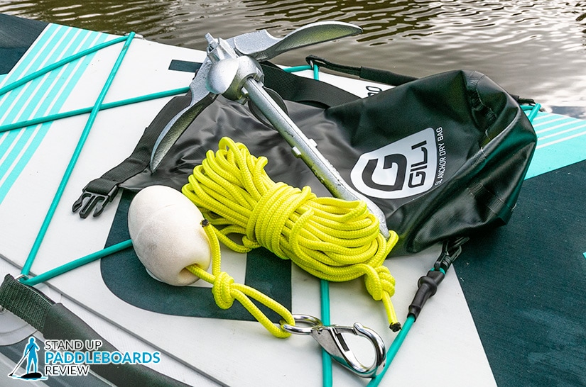 a paddle board anchor is a must-have paddle board accessory for paddle board yoga or SUP fishing