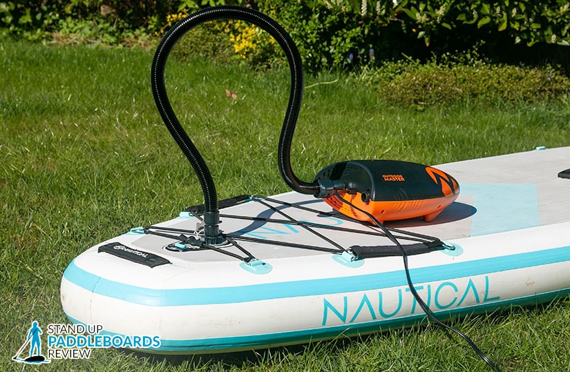 the Outdoor Master Shark ii SUP electric pump is one of the best SUP pumps