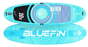 Bluefin Aura Fit SUP board is the best extra wide paddle board for SUP yoga
